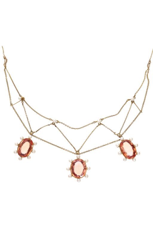 14k Gold Sapphire and Pearl Necklace