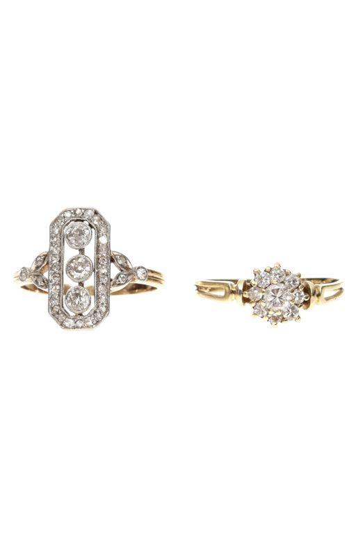 Two 14k Gold Diamond Rings