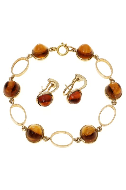 14k Gold Citrine Earrings and Bracelet
