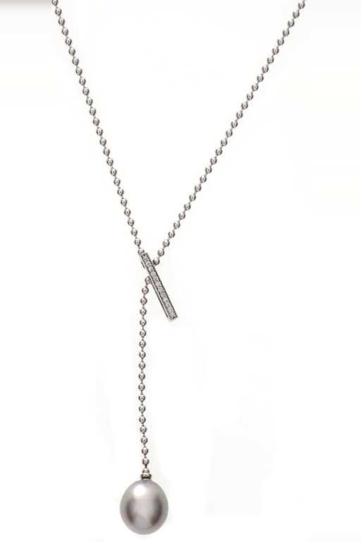18k Gold Diamond and Pearl Necklace
