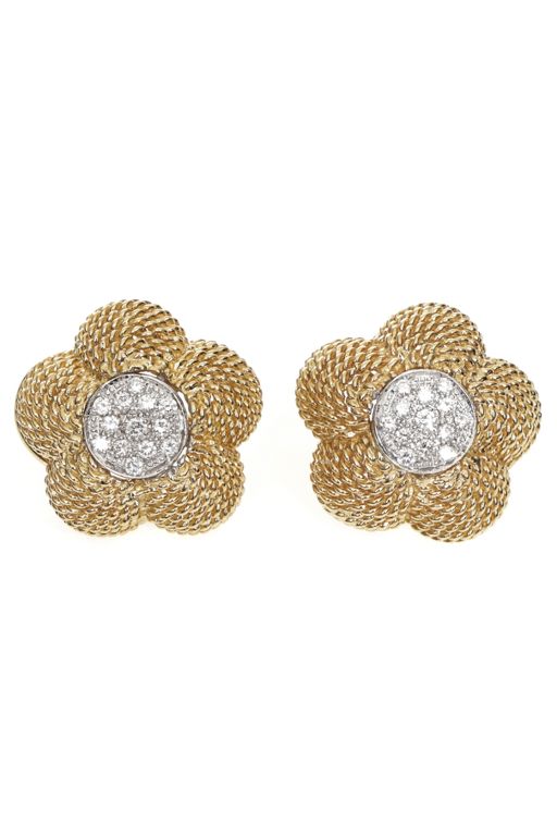 Pair of 18k Gold Diamond Earrings