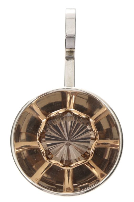 18k Gold and Sterling Silver Smoky Quartz Pendant