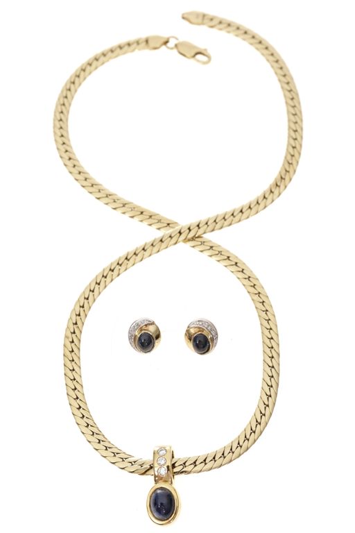 14k Gold Sapphire and Diamond Jewelry Set