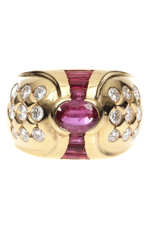 18k Gold Ruby and Diamond Ring