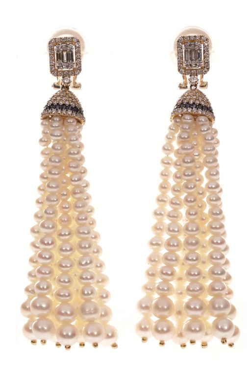Pair of 18k Gold Multi-Gem Earrings