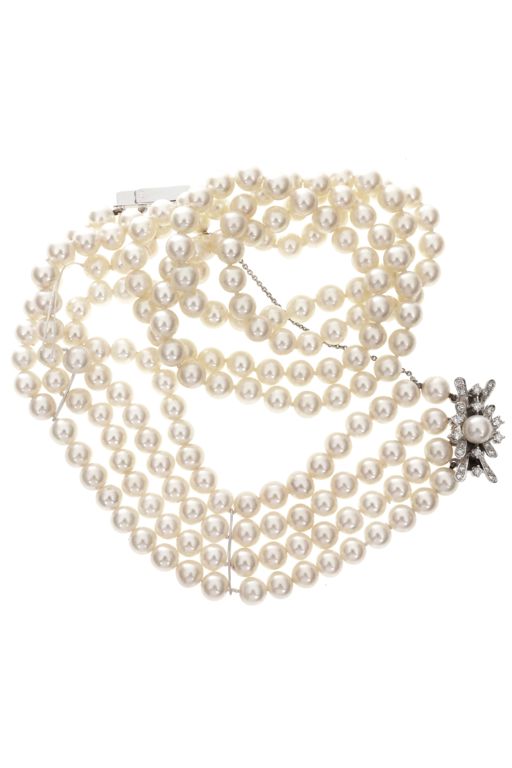 14k Gold Pearl and Diamond Jewelry Set