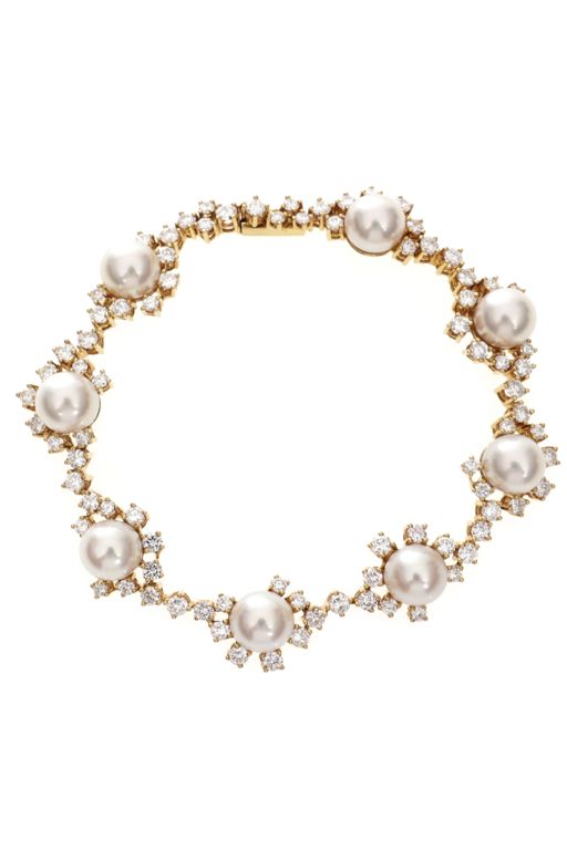 18k Gold Pearl and Diamond Bracelet