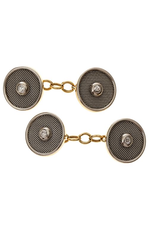 Pair of 14k Gold Diamond Cufflinks