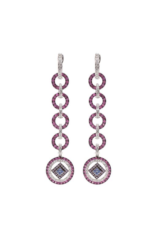 Pair of 18k Gold Multi-Gem Earrings