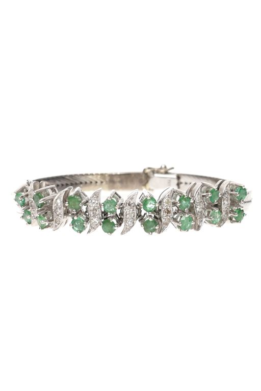 14k Gold Emerald and Diamond Bracelet