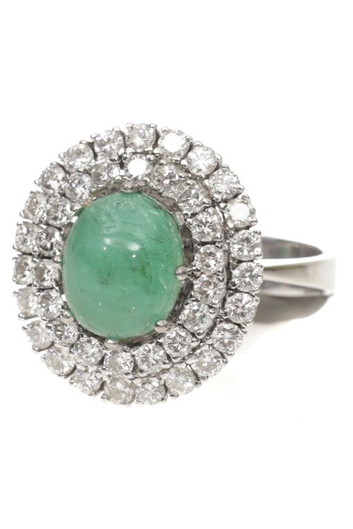 18k Gold Emerald and Diamond Ring
