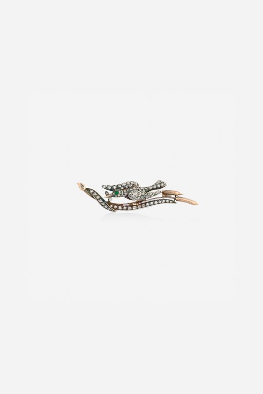Gold and Silver Diamond and Emerald Brooch/Pendant