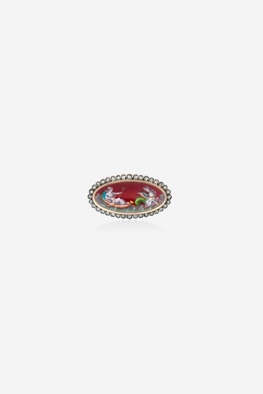 Gold and Silver Diamond Brooch