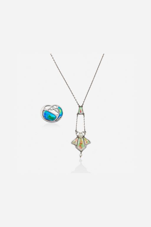 Sterling Silver Pearl Brooch and Necklace
