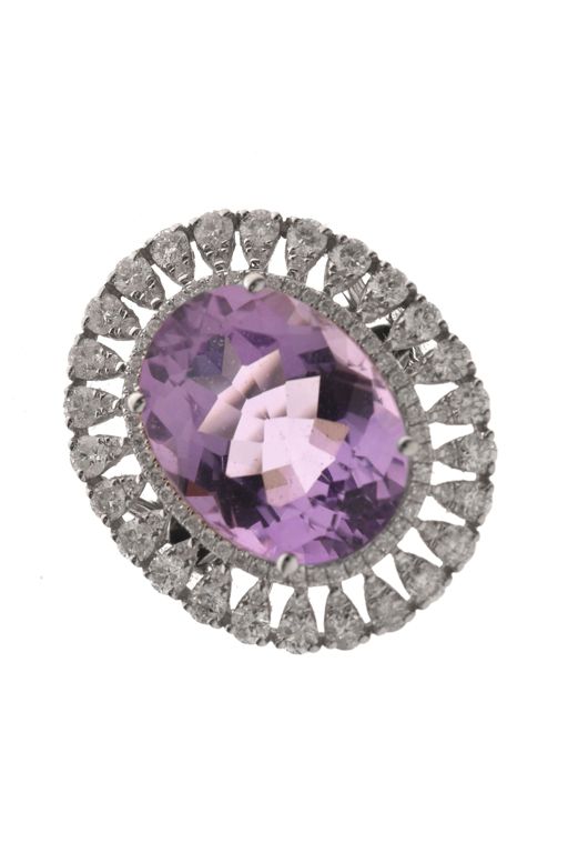 18k Gold Amethyst and Diamond Ring