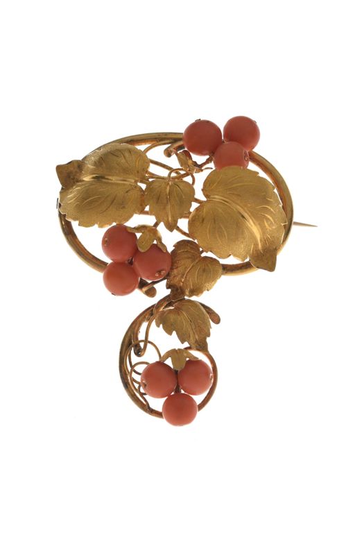 Gold Coral Brooch