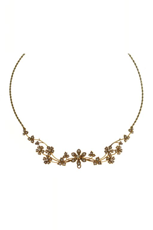 Yellow Metal Pearl Necklace