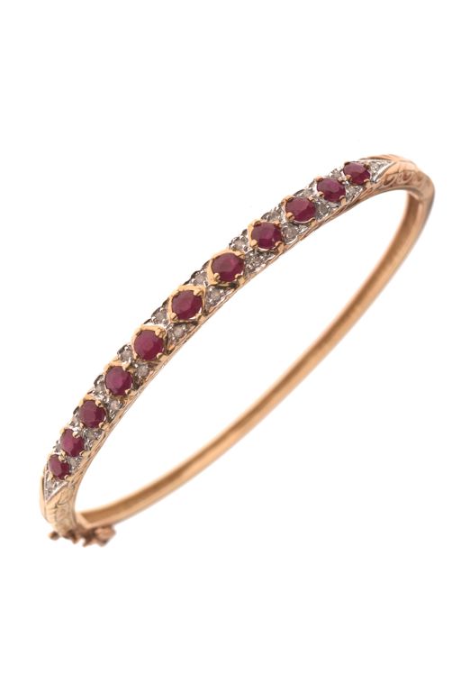 9k Gold Ruby and Diamond Bracelet
