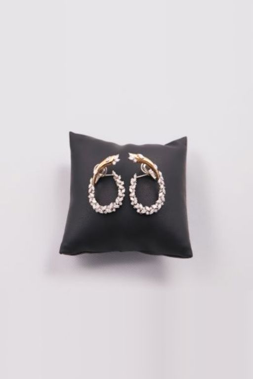 18k Two-Tone Gold Diamond Earrings
