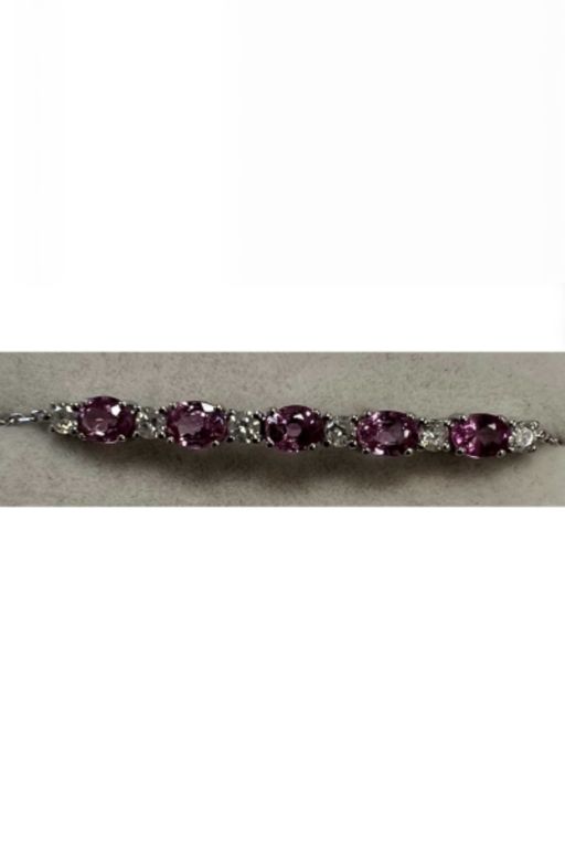 18k White Gold Pink Sapphire and Diamond Bracelet