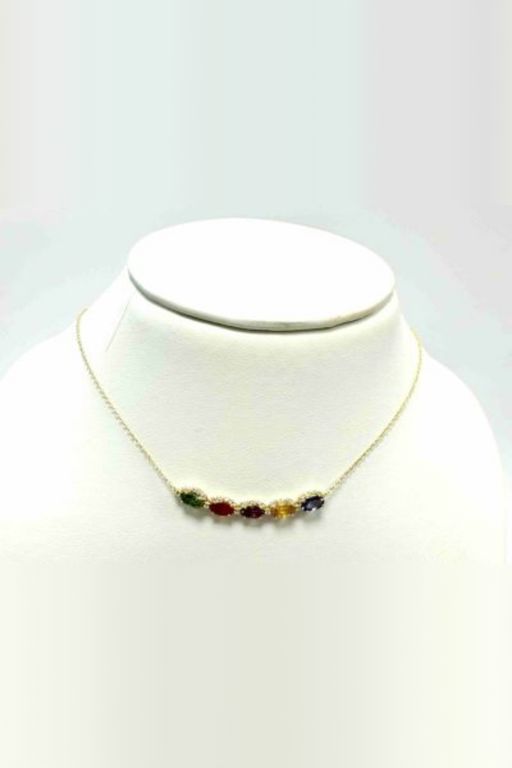 18k Yellow Gold Sapphire and Diamond Necklace