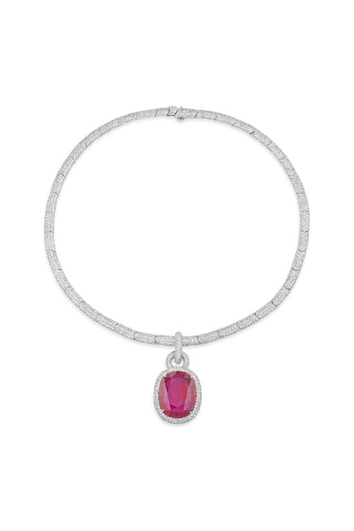 18k Gold Ruby and Diamond Necklace