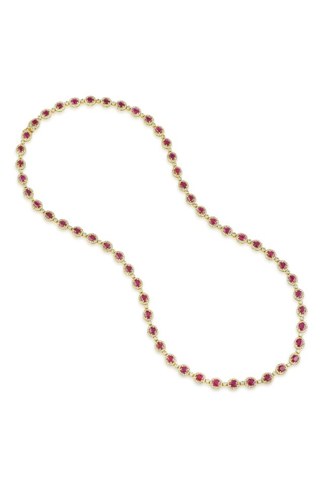 18k Gold Ruby and Diamond Necklace