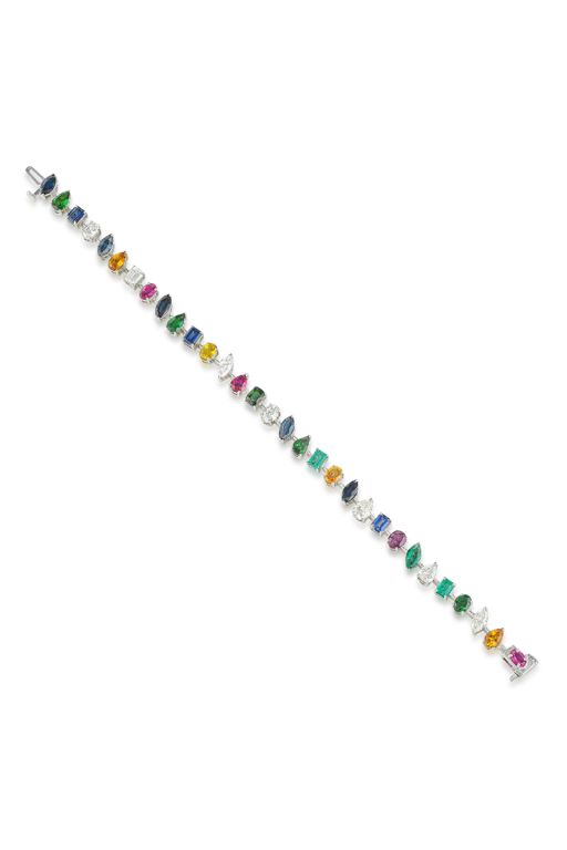 Platinum, 18k Gold Diamond and Stone Bracelet