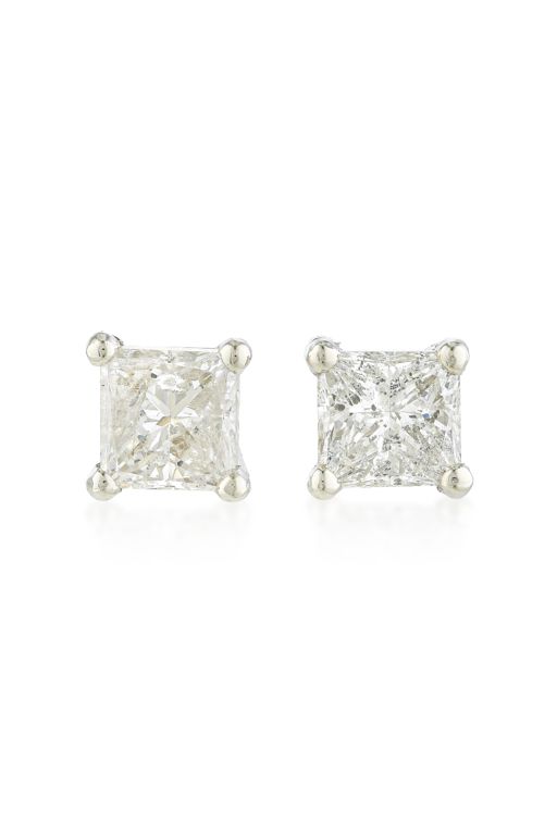 Pair of 14k Gold Diamond Earrings