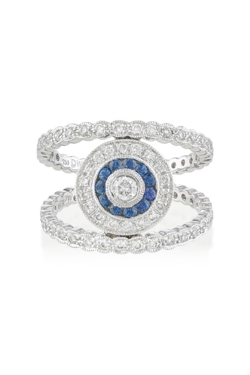 18k Gold Diamond and Sapphire Ring