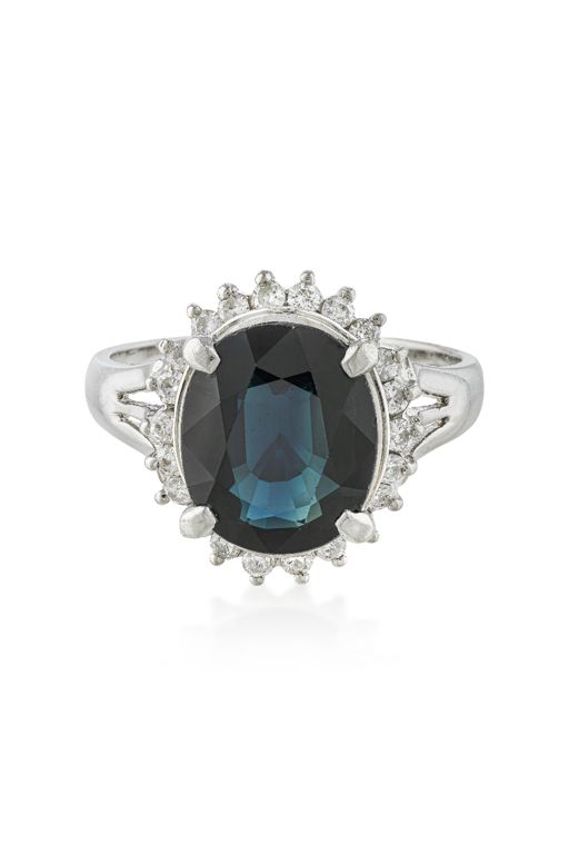 Platinum Sapphire and Diamond Ring