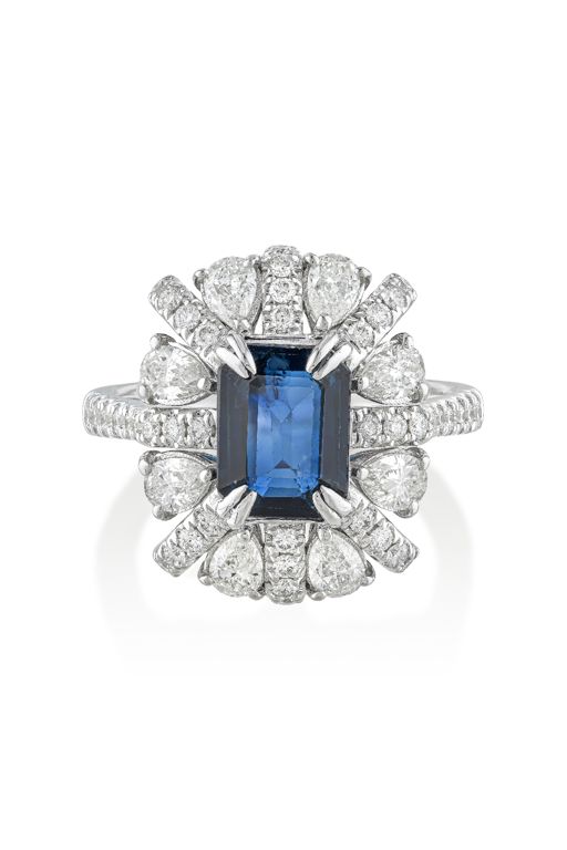 18k Gold Sapphire and Diamond Ring