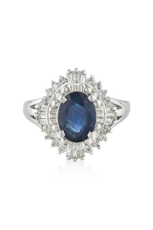 Platinum Sapphire and Diamond Ring