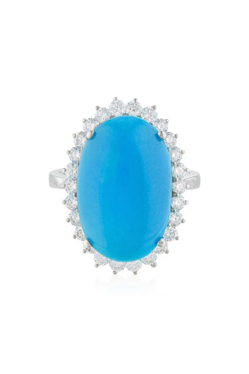 18k Gold Turquoise and Diamond Ring