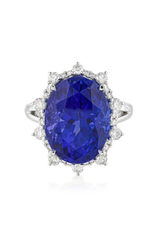 18k Gold Tanzanite and Diamond Ring
