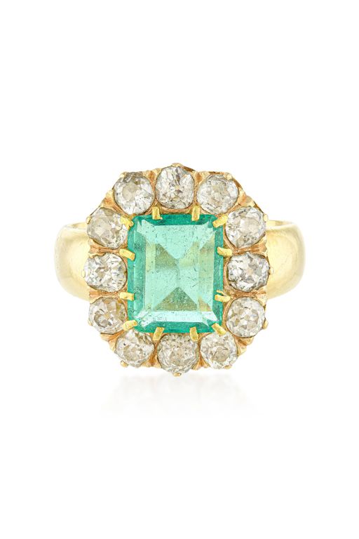18k Gold Emerald and Diamond Ring