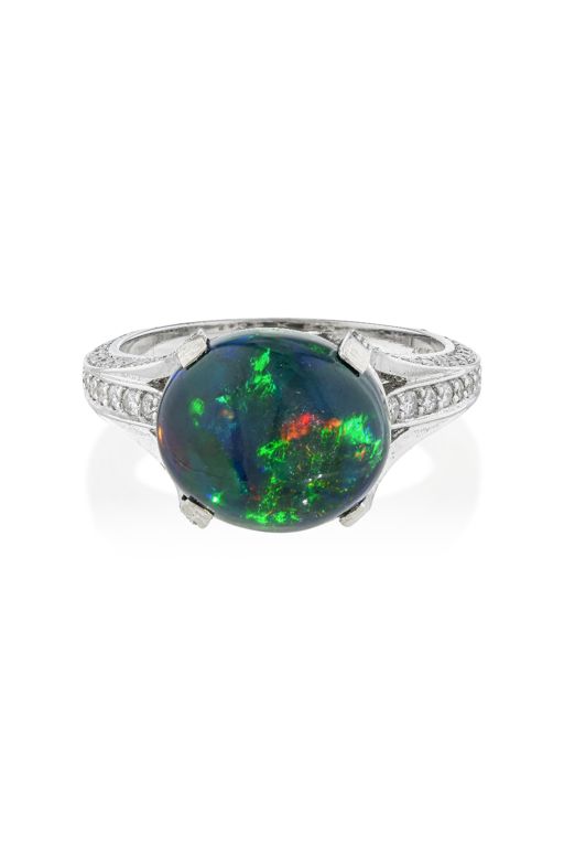 18k Gold Opal and Diamond Ring