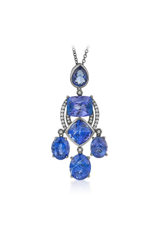 18k Gold Tanzanite and Diamond Pendant Necklace