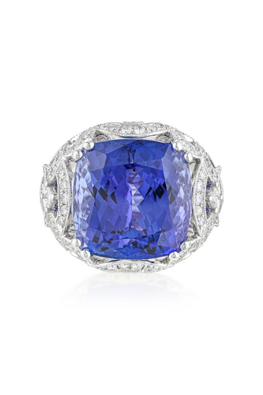 18k Gold Tanzanite and Diamond Ring