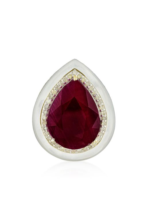 Silver and 14k Gold Ruby and Diamond Ring