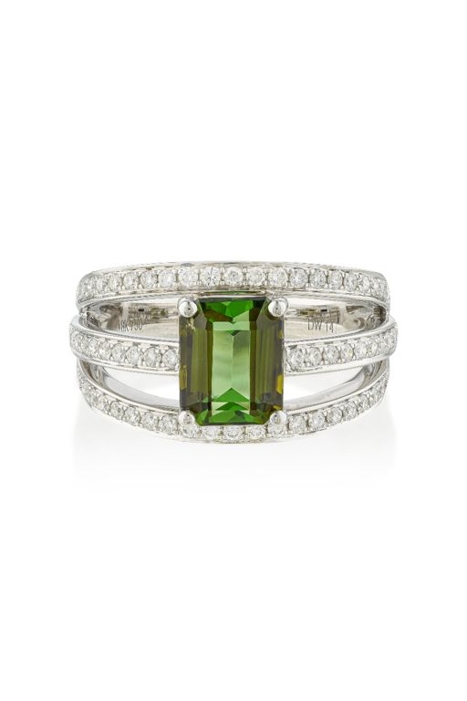 18k Gold Tourmaline and Diamond Ring