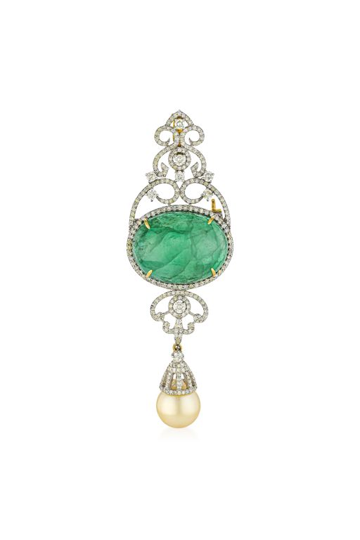 Silver and 14k Gold Multi-Gem Brooch/Pendant