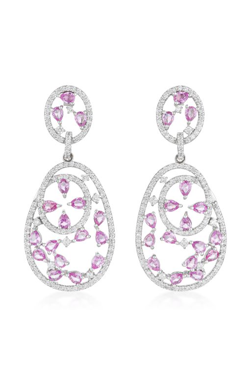 Pair of 14k Gold Sapphire and Diamond Earrings