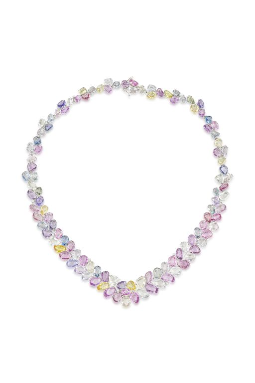 18k Gold Sapphire and Diamond Necklace