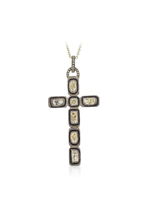 Silver and Gold Diamond Pendant Necklace