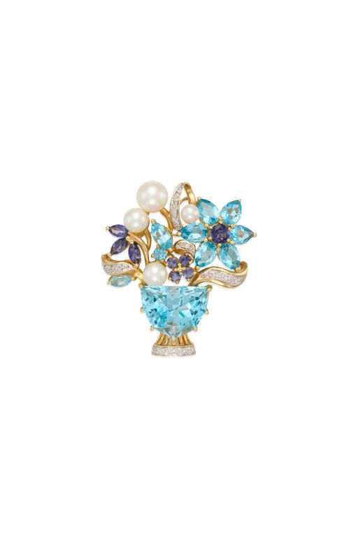14k Gold Multi-Gem Pendant/Brooch