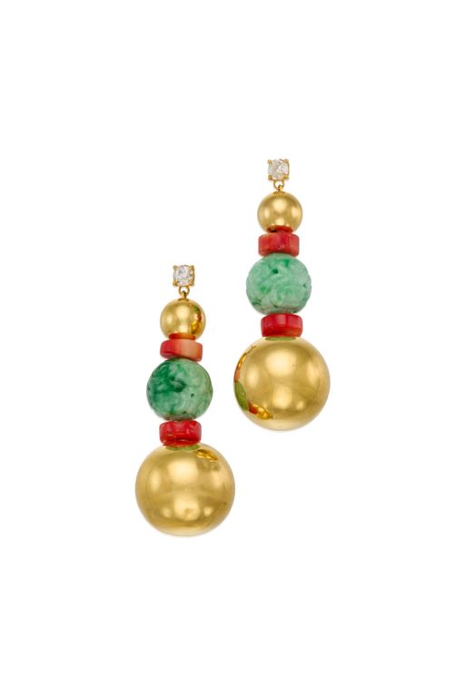 Pair of Gold Multi-Gem Earrings
