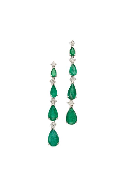 14k Gold Emerald and Diamond Earrings