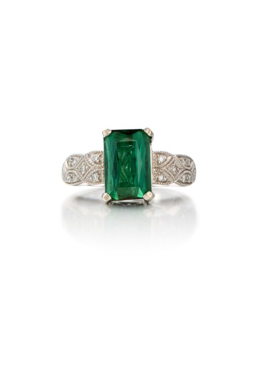 14k Gold Tourmaline and Diamond Ring