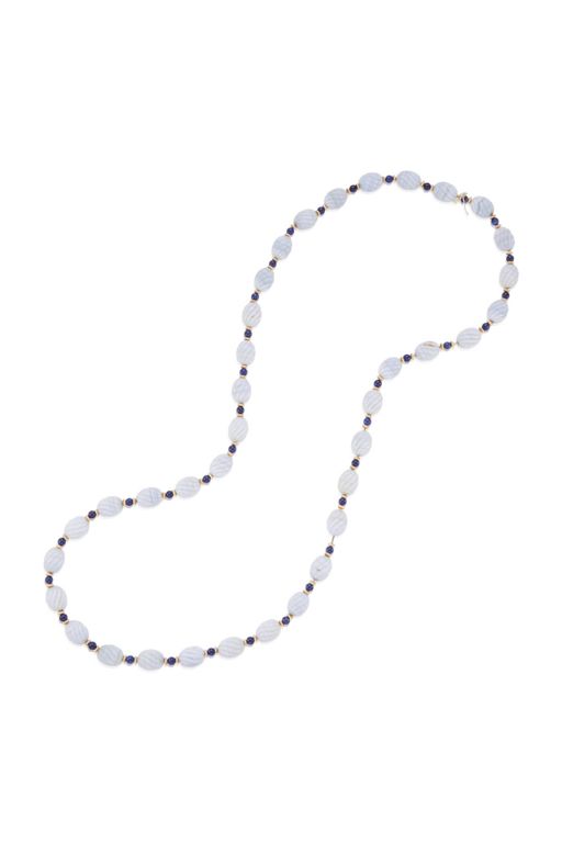 14k Gold Chalcedony and Sodalite Necklace